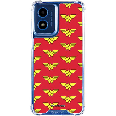 DC Comics Wonder Woman Logo Pattern Moto G 5G (2024) Clear Case